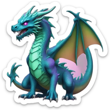Vaporwave Dragon with tattoos wearing hoodie sticker