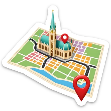 a map of vienna with a pin on it sticker