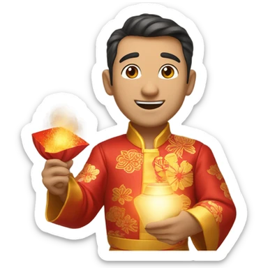 Italian man celebrating Chinese new year  sticker