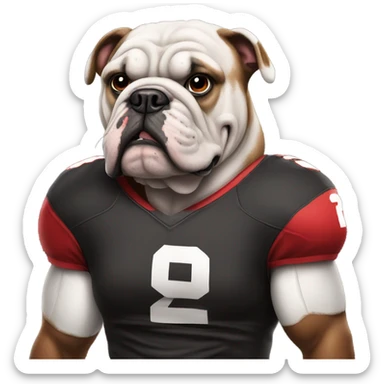 Football player bulldog wearing red and black sticker