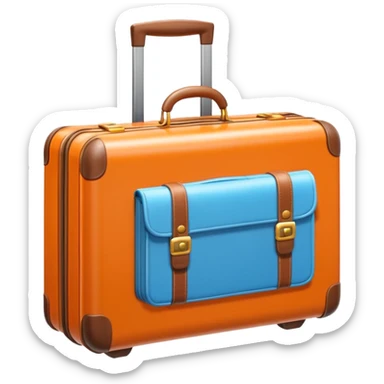 3D minimal icon of a suitcase in color code #FF3D00, clean and modern, symbolizing taking paid time off. Simple, bright, high-end style. sticker