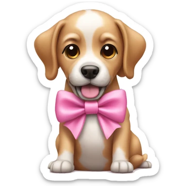 Cute dog wearing pink bow  sticker