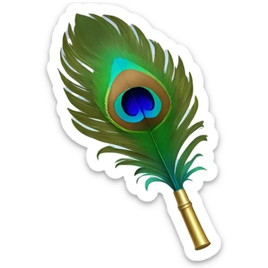 Peacock feather attached to flute sticker