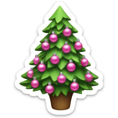 christmas tree with pink decorations  sticker