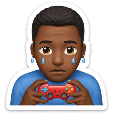 Crying black guy playing video games  sticker