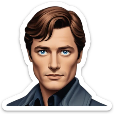 Alain delon young blue eyes neat gelled flat red hair noir detective sticker