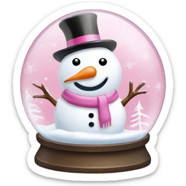 Pink and white snow globe with a snowman inside sticker