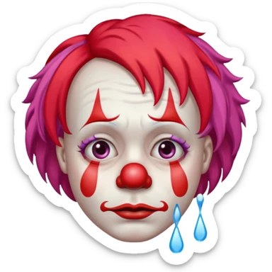 very sad clown sticker