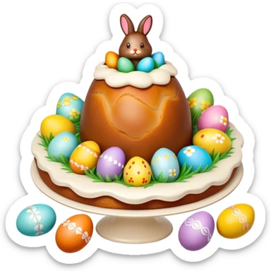 Mona de Pascua Spanish Easter cake with decorative eggs and figurines sticker