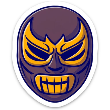 colorful sinister luchador mask with scary features sticker