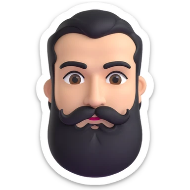 man with thick beard, mustache, and unibrow eyebrows that connect in the middle sticker