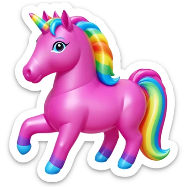  Lisa Frank style inflatable vinyl chubby horse toy figure  sticker