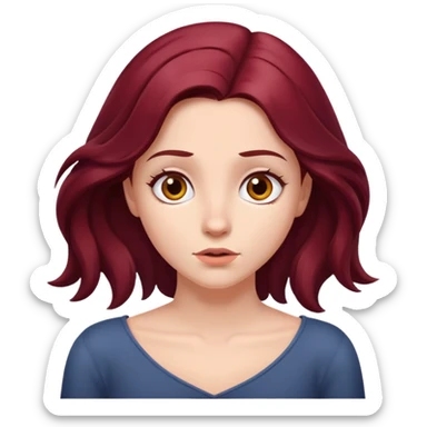 Beautiful long burgundy haired girl, shrugging shoulders sticker