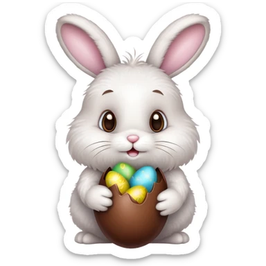 Easter bunny with chocolate sticker