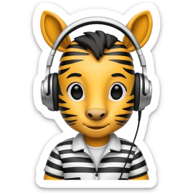 A zebra listening to music sticker