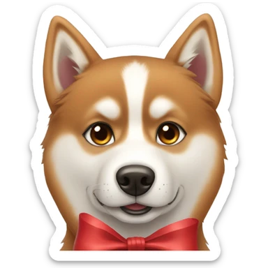 Red Siberian husky with bows sticker