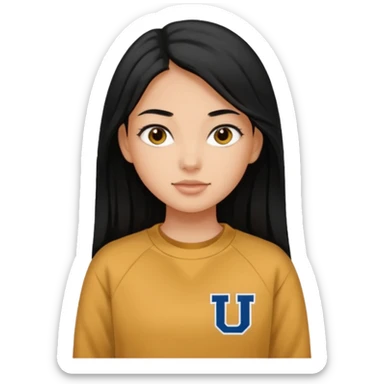 walk black long hair girl at university without backpack sticker