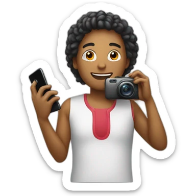 takes a photo on the phone sticker