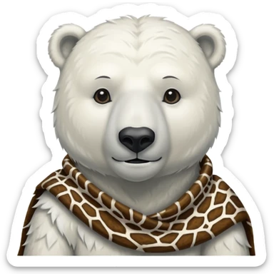 a polar bear wearing ancient animal skin cloth, half body, icon sticker