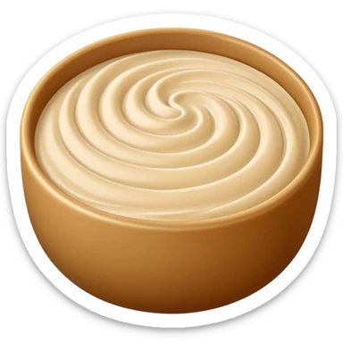 sesame paste small swirl smooth beige creamy slightly glossy surface soft fluid texture gentle ridges velvety sheen no bowl spoon or sesame seeds soft lighting transparent background emoji scale sticker