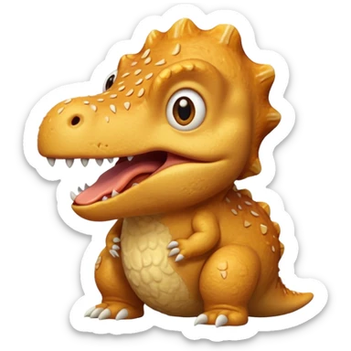 Cute Trex scared of dino chicken nugget sticker