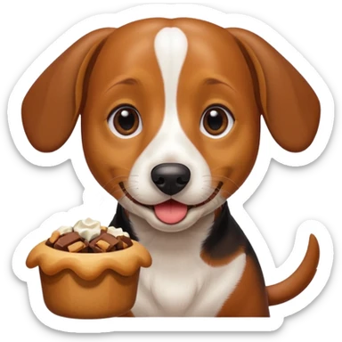 beagle dachshund mix with a treat sticker