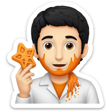 Jewish guy with a Yamaca black hair with Cheeto dust  sticker