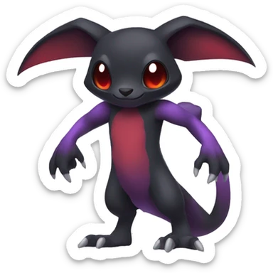 Cute cool dark black red purple animal hybrid Fakemon full body sticker