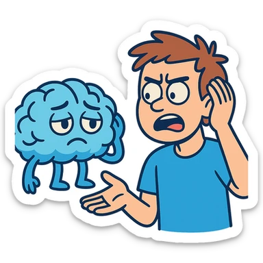 brain icon in flat-toon style, using primary colors #EDF6FE, #69CEFF, #4858FF and secondary colors #5AEEFE, #465AFE, #D0F2E3, #ADE0FE sticker