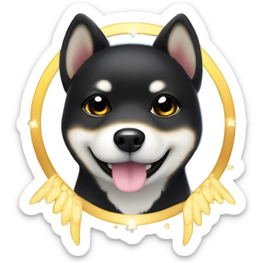 Black Shiba Inu angel | face | fantasy | halo | innocent | smiling face with halo sticker