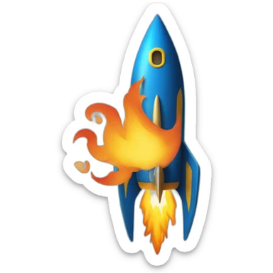 rocket with flame shaped as Ukrainian trident sticker