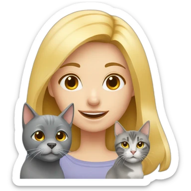 Blonde girl with dog and grey cat  sticker
