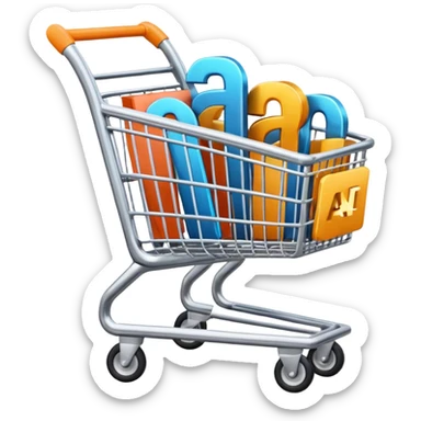 shopping cart with AI letters inside sticker