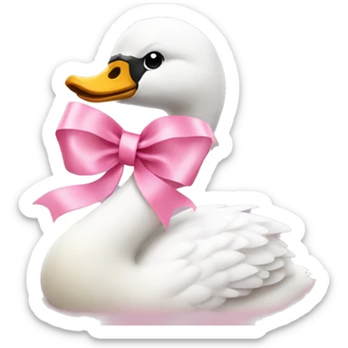 Swan with pink ribbon sticker