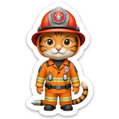 wild cat in firefighter suit sticker
