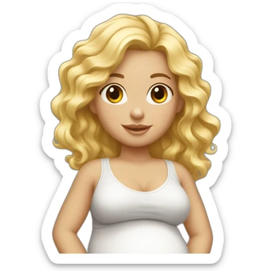 adorable pregnant blond full body women with beach-wave-hair sticker