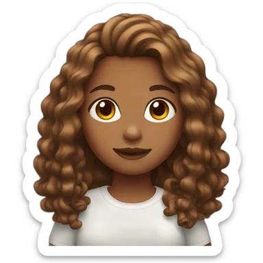 Girl with brown wave hair sticker