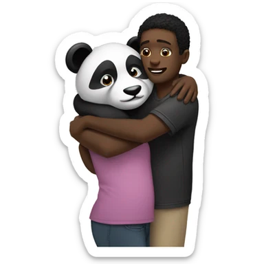 Black man hugging girl Panda  sticker