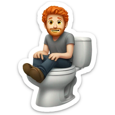 Red headed man sitting on the toilet sticker