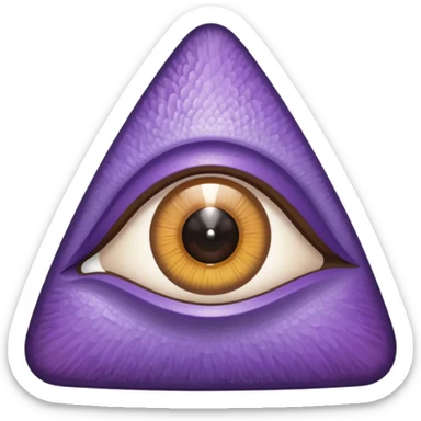 A triangle with a mix of colors as a border and a purple inside with an eye in the middle sticker