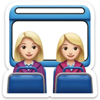 Two girls sitting on a bus sticker