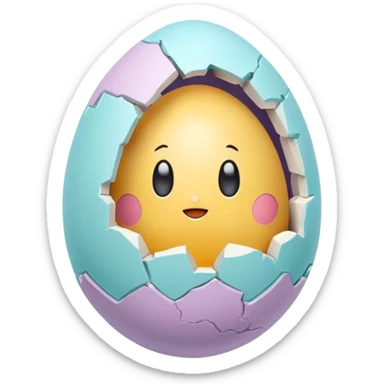 cracked easter egg with surprise inside sticker
