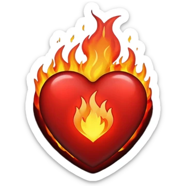 Black heart with fire sticker