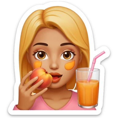 Eating juicy peach sticker