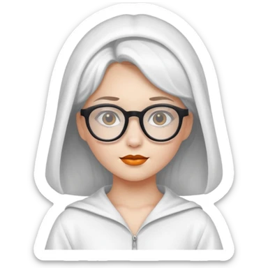girl with hallowen white costumes with glasses sticker