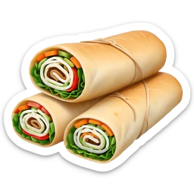 One Thai uncooked spring roll, Apple emoji style, no background, in 1x1 format sticker