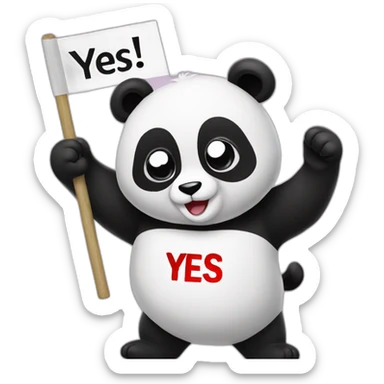 Panda holding a sign that says YES sticker