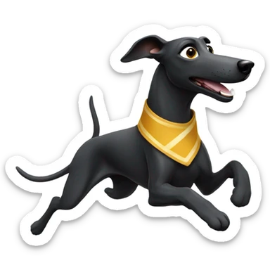 Black greyhound running with sash with number sticker