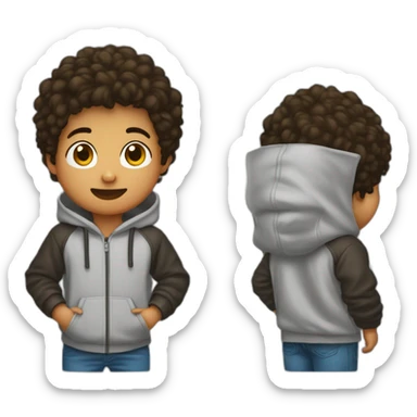 un niño de 19 años con una sudadera negra y pelo marrón usando la pc sticker