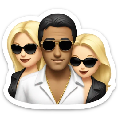 Tony Montana in sunglasses with 2 beautiful blondes with their arms around him sticker